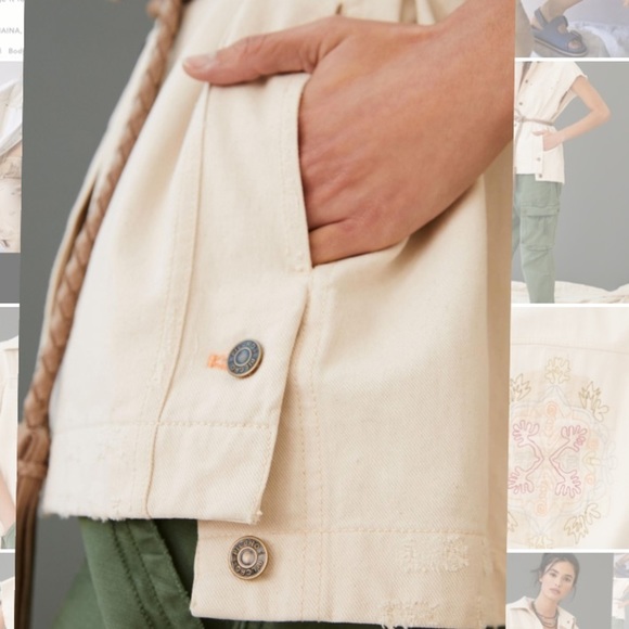 Anthropologie NWT Pilcro Embroidered Denim Vest Size M. - Picture 6 of 13